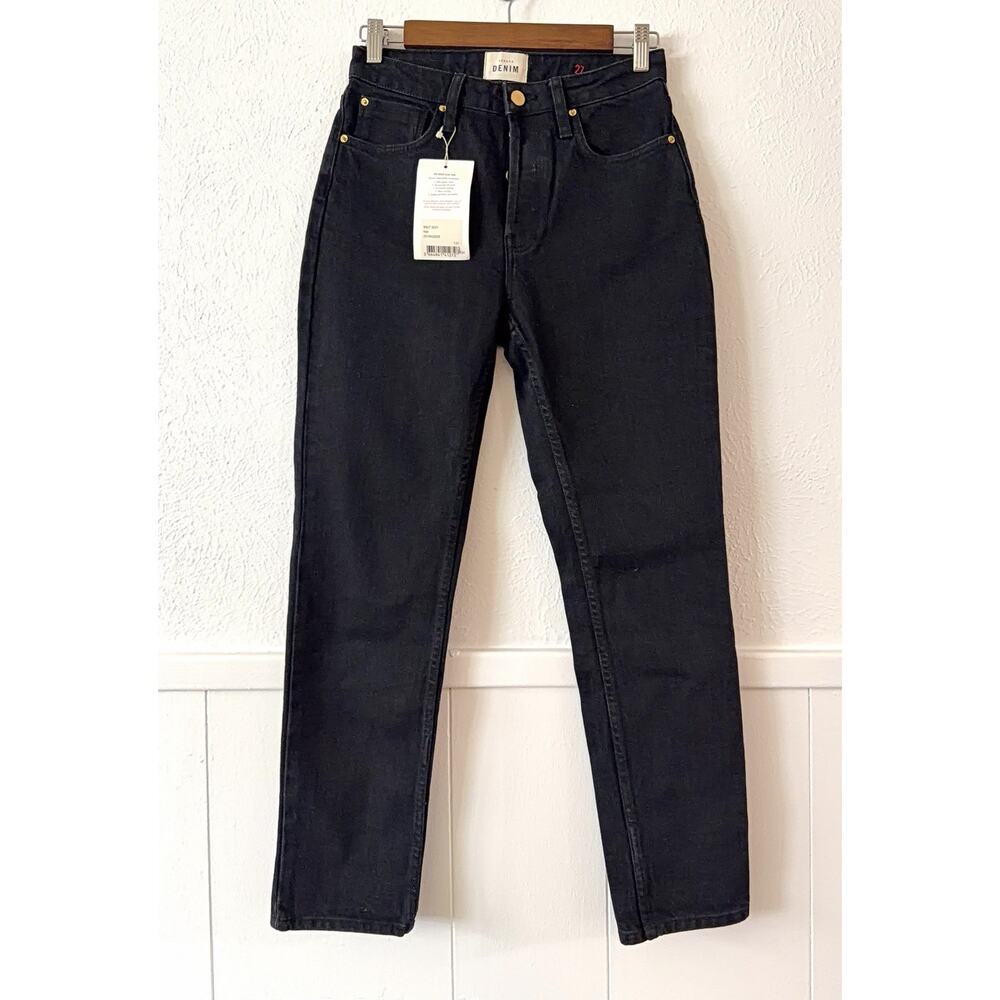 Sézane Le Brut Sexy Jeans SZ27 NWT High Rise Straight Dark Wash Button Fly